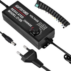 Eryi-Adaptateur Secteur Réglable 3v-24v Universel Adaptateur Secteur Réglable Ac/Dc Universel 3a 72w Avec Indicateur De Tension Led Et 14 Adaptateurs Mâles - Neuf