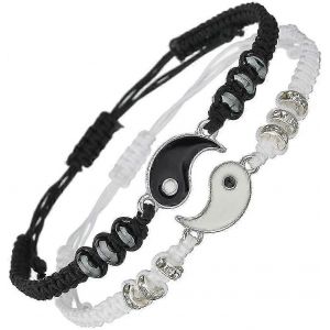 2 Pcs Yin Yang Ensemble De Bracelet D'amitié Réglable Pour Les Couples - Neuf