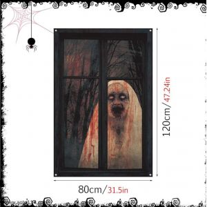Rideau de fen&ecirc;tre effrayant pour Halloween, d&eacute;coration de f&ecirc;te, motif fant&ocirc;me d'horreur - Neuf