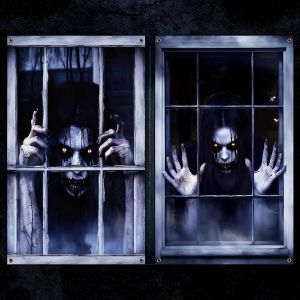 Cauc-Lot De 2 Rideaux Effrayants D'halloween, 120 * 80cm Rideaux De Fenêtre D'halloween Effrayante Rideau De Porte D'halloween Pour Décoration De Fête Intérieure Et Horreur Extérieure - Neuf