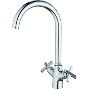 Robinet Cuisine Robinetterie de Cuisine Haute Pression avec Chauffe-eau Instantané Mitigeur Cuisine Mélangeur Robinet D'évier Cuisine 360° avec 2 Poignées Gunmetal - Neuf