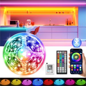 Ruban Led, 15m Led Chambre Flexible Bluetooth App Contr&ocirc;le, Rgb Bande Led Synchroniser Avec Rythme De Musique Led Strip, Fancy Led Pour Gaming Room, Plafond, Mariage, F&ecirc;te, Cuisine, Tv, Bureau - Neuf