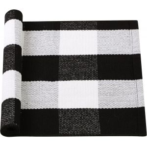 Sjzg-Paillasson À Carreaux En Coton Noir Et Blanc, Tapis De Sol À Carreaux Pour Intérieur/Extérieur, Tapis Tissé Lavable, Paillasson Rétro Pour Porche/Cuisine, 45,7 X 71,1 Cm - Neuf