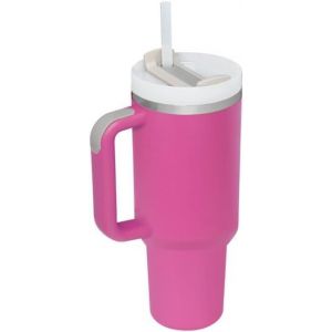 Sjzg-Gobelet De Conservation Du Froid Pour Voiture - Bouteille D'eau Chaude Avec Poign&eacute;e - Pour Sports De Plein Air - Voyage - 1200 Ml - Portable - &Agrave; Emporter - Rose Fiusha - Neuf