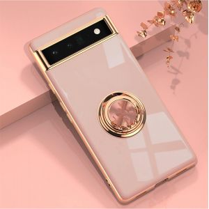 Kal-Coque Pour Google Pixel 6a Avec Anneau Support Rotatif À 360 Degrés, Souple Tpu Silicone Case Antichoc Housse Bague Étui Pour Google Pixel 6a - Rose - Neuf