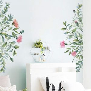 Des Pétales De Fleurs Stickers Muraux (110x47cm) J'ai Auto-Adhésif Mural Autocollant Vert Des Plantes De Printemps De La Nature, Je La Décoration De Salle De Séjour Chambre Cuisine Couloir D'entrée, Chambre D'enfants - Neuf