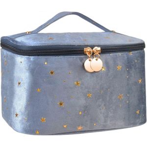 Sac &agrave; cosm&eacute;tiques pour dames Sac &agrave; cosm&eacute;tiques de grande capacit&eacute; Trousse de toilette de voyage Toux Trousse de maquillage Sac de rangement de maquillage de vacances pour filles (bleu) - Neuf