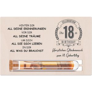 Trahoo-Cadeaux En Esp&egrave;ces Pour 18 Ans Pour Gar&ccedil;ons Et Filles Contient Carte D'anniversaire 18 Ans En Bois Et Bon D'achat Pour Anniversaire En Tube &Agrave; Essai Emballage Cadeau Amusant - Neuf