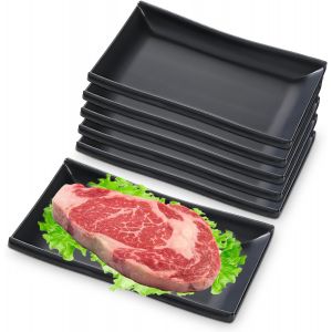 Kalanka-Lot De 5 Assiettes &Agrave; Dessert Carr&eacute;es : 19,4 Cm Assiettes En M&eacute;lamine Incassables, Assiettes &Agrave; G&acirc;teau R&eacute;utilisables, Noires, Assiettes De Service &Agrave; Sushis, Sans Bpa, Pour Dessert, Entr&eacute;es - Neuf