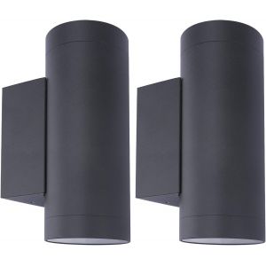 Meimieshop-2 Pcs Applique Murale Exterieur/Interieur,Gu10 Aluminium Up/Down Eclairage Exterieur,Ip65 Étanche Lampe Murale Pour Jardin Couloir Entrée Balcons,Ampoule Non Incluse,Anthracite - Neuf