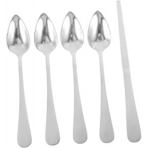 1 Ensemble Set Ustensiles De Cuisine Acier Inoxydable Pour Ensemble De Cuillères Et Couteau À Bord Dentelé Avec Poignée Épaisse Outils Polyvalents Pour Fruits Comme Kiwi Et Pomme - Neuf