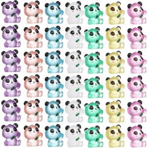 Mevronisshop-Lot De 56 Mini Pandas En R&eacute;sine - Figurines De Jardin F&eacute;&eacute;rique - Minuscules Animaux Phosphorescents - Statue De Panda Miniature - Accessoires De Bricolage - D&eacute;coration De G&acirc;teau - Neuf