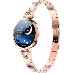 Montre Connect&eacute;e pour Femme en Acier &Eacute;tanche avec Moniteur de Fr&eacute;quence Cardiaque et de Fitness pour Android et iOS IP68 Waterproof - Neuf