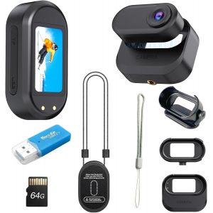 Mevronisshop-Mini Cam&eacute;ra Sport 1080p, 64gb Cam&eacute;ra De Sport De Charge Magn&eacute;tique, &Eacute;cran Hd Pleine Vue 1.47 Pouce, Batterie De 1150 Mah, Pour V&eacute;lo, Voyage,Multifonctions Kit D'accessoiresv (5979) - Neuf