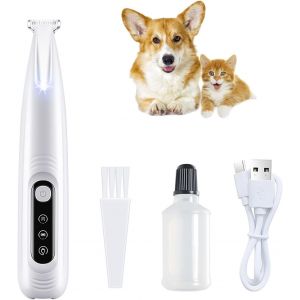 Jgd-Tondeuse Chien, Tondeuse Chat, Usb Rechargeable Pour Animaux De Tondeuse, Tondeuse Pour Chien Rasoir Avec Lumi&egrave;re Led, Pour Chiens Chat Et Autres Animaux (Blanc) - Neuf