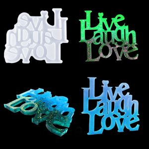Live Laugh Love R&eacute;sine Moules Alphabet Silicone Lettre Moule Moulage Epoxy Cristal Bijoux Pours Table D&eacute;cor Artisanat Art Mural Signe Mot (Live Laugh Love R&eacute;sine Moules) - Neuf