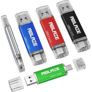 Lot De 5 Clés Usb C 64 Go Otg 3.0 Double Clé Usb Type C 2 En 1 Pour Téléphone Portable, Smartphone, Ordinateur Portable, Pc[CLE8111575] - Neuf