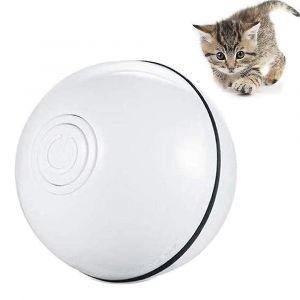 Balle Interactive Pour Chat Avec Lumi&egrave;re Led, Boule Auto-Rotative &Agrave; 360 Degr&eacute;s, Jouet Rechargeable Par Usb, Stimule L'instinct De Chasse, Chaton Dr&ocirc;le Chaser Ro Blanc - Neuf