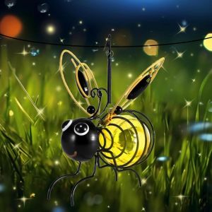 Kal-Solaire Exterieur Jardin,Lumières Solaires Suspendues Honeybee,Lampe Solaire À Suspendre En Forme D'abeille,Décoration D'extérieur,Lampe Solaire Exterieur Decoration,Pour Clôture - Neuf