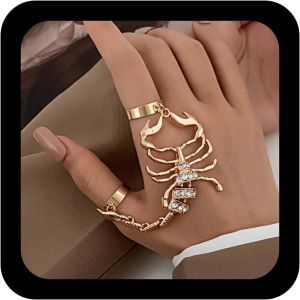 Eryi-Goth Scorpion Anneau Doigts Ouvert Bracelets Or Argent Strass Scorpion Doigts Harnais Bracelet Punk Cristal Scorpions Esclave Doigt Chaîne Bracelet Amitié Bracelets Bijoux Pour Femmes - Neuf