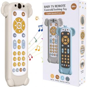 TDRFL-Jouet Telecommande Bebe,Jouets Musicaux Pour B&eacute;b&eacute;s Avec Plus De 100 Chansons,Jouets Sensoriels Pour Gar&ccedil;ons Et Filles De 6,9,12 Et 18 Mois,Jouets B&eacute;b&eacute;s Avec Couvercle En Silicone - Neuf