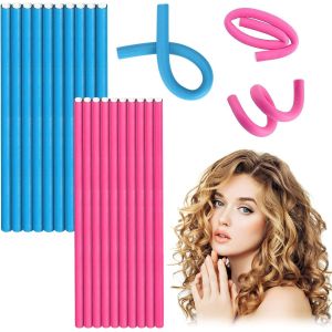 20 Pièces Morceaux Boucle Sans Chaleur, Bigoudis Flexibles, Tiges De Curling Flexible, Rouleaux De Cheveux En Mousse Torsadée, Bricolage Outils De Coiffure, Pour Boucles Frises Diy Styling Filles - Neuf