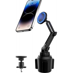 JGD-Support T&eacute;l&eacute;phone Porte-Gobelet de Voiture MagSafe, Lot de 2 Support Magn&eacute;tiques T&eacute;l&eacute;phone de Voiture pour Porte-Gobelet Ventilation pour iPhone 14 13 12 Pro Max, et Android Smartphones - Neuf