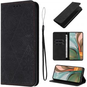 KAL-&Eacute;tui Pour Motorola Moto G75 5G Pouces Cuir Artificiel Coque Moto G75 Avec Fente Pour Carte Housse Moto G75 B&eacute;quille Housse, Noir - Neuf