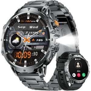 Montre Connect&eacute;e Homme Avec Appel Bluetooth, 1,85"" Grande Smartwatch Avec 1000Mah Batterie, Led Lampe Torche, 100+ Sportmodi, Fr&eacute;quence Cardiaque, Moniteur De Sommeil Pour Ios Android - Neuf
