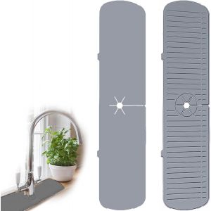 Tapis de robinet en silicone, protection anti-&eacute;claboussures pour &eacute;vier de cuisine (gris) - Neuf