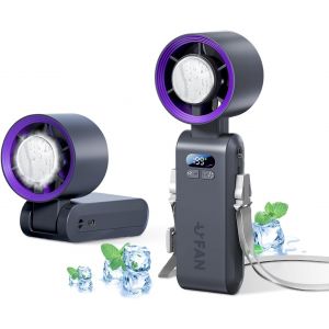 Mini Ventilateur Portable,Pliable Ventilateur Avec écran LED Fonction de refroidissement,1-199 vitesses de vent 5500mAh Turbo Ventilateur de Cou Pour Le Plein Air,Le Camping,Concerts,Bureaux-Gris - Neuf