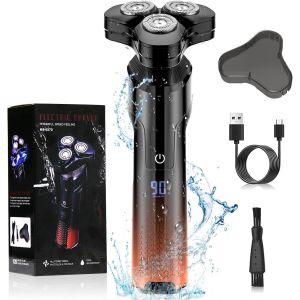 Chenquansarl-Rasoir Électrique, Rasoir Electriques, Rasoir Electriques Hommes, Rasoir Électrique Homme, Rasoir Électrique Pour Homme Avec 3d Têtes Rotatives, Ipx6 Etanche, Rechargeable Sans Fil - Neuf