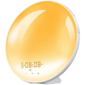 REVEIL SIMULATEUR D'AUBE Réveil lumineux Wake Up,FM Radio Réveil Horloge Dual Alarme,8 sons naturels et Capteur tactile,Fonction S - Neuf