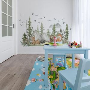 Stickers Muraux Enfant - Stickers Muraux Animaux De La Jungle Decoration Chambre Autocollant Mural For&ecirc;t Grand Arbre Stickers Animaux Pour Chambre Salon Enfants P&eacute;pini&egrave;re - Neuf