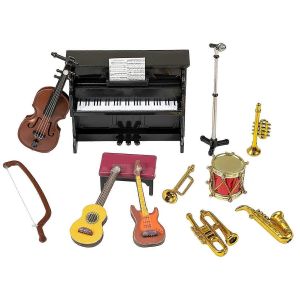 Ensemble d'instruments de musique miniatures 12PcsMini Instruments de musique mod&egrave;le Accessoires de d&eacute;coration - Neuf