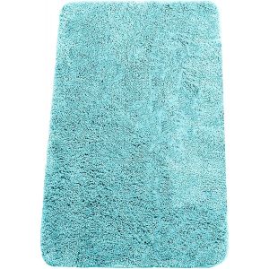 KAL-Tapis De Salle De Bain 60 Cm X 90 Cm Tapis De Bain Lavable Antidérapant Microfibre Douce Rectangulaire - Turquoise - Neuf