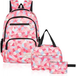 Cartable Fille Primaire Garcon Imperméable Sac a Dos Enfant Fille CP CE2 Elementaire 3 en 1 Sac à Dos Poids Léger avec Sacs à Lunch et Trousse pour CE1 CM1 CM2 D'école Étudiants,Rose - Neuf
