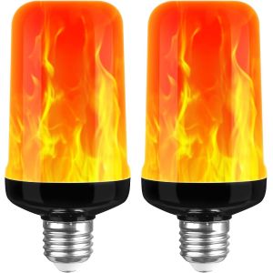 Ampoule À Flamme Led,3w E27 Ampoule À Effet De Flamme,1400k,Ampoule À Lumière Vacillante,3 Modes D'éclairage,Lampes D'ambiance Décoratives Pour Maison,Jardin,Bar,Halloween,Noël (2 Pcs) - Neuf
