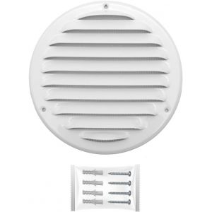 Grille Aeration Blanc Ø 125mm avec Moustiquaire ¿ Evacuation Caches Tuyau Ventilateur ¿ d'Extraction Ventialtion ¿ Exterieur Interieur ¿ Gaine Cache Extracteur d'air VMC ¿ Climatiseur Seche - Neuf