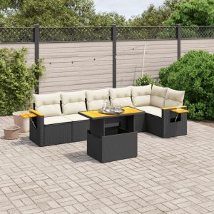 Prolenta Premium - Salon De Jardin 7 Pcs Avec Coussins Noir R&eacute;sine Tress&eacute;e - Neuf