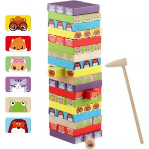Jeux &Agrave; Empiler 54 Pi&egrave;ces,Jouet Tour De Blocs Empilables En Bois Pour Gar&ccedil;on Et Fille,Jeux &Agrave; Empiler Pour Enfant De 3-8 Ans - Neuf