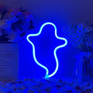 Enseigne Lumineuse Led Fantôme Au Néon Pour Halloween, Idéale Pour Une Chambre, Une Salle De Jeux, Un Bar, Un Cadeau Pour Enfants Ou Une Décoration De Fête - Neuf