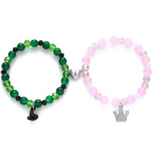 Kalsw-Bracelets Magnétiques De Couple Et D'amitié¿Set 2 Bracelets Assortis Avec Charms Sorcière Et Couronne ¿Cadeau Idéal Pour Saint Valentin,Anniversaire,Relation À Distance Cadeau Pour Meilleure Am - Neuf