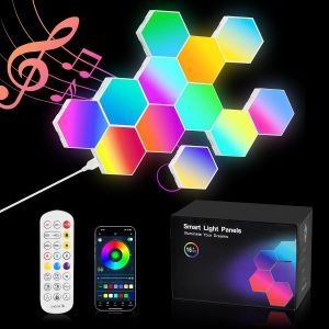 Led Hexagone Murale Lampe, 12 Pcs Lampe Gaming Led, Smart Rgb, 16 Millions Couleurs, Contr&ocirc;le Des Applications, Sync Avec Musique, Diy G&eacute;om&eacute;trique, Pour Les Jeux/Chambre/F&ecirc;te/Decoration Murale - Neuf