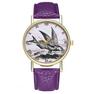 Montre-Bracelet A Quartz Avec Cadran Retro, Unisexe Et Decontractee, Pour Hommes Et Femmes - Violet - Neuf