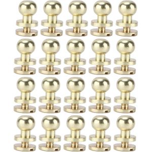 ChenQuanSarl-20Pcs Rivets En Cuir, 7 X 6 Mm Rivet Clou En Métal Doré Pointes, Rivets Couture Sacà Main Clous À Billes, Rivets Pour Bricolage Artisanat Bracelet Sac Ceinture Sac À Main Fourrures Jeans (7X - Neuf