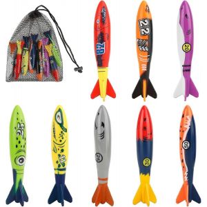 Lot de 8 torpilles de plongée pour piscine et bain - Jeux de natation d'été pour enfants de 4 à 8 ans, jeux de plage/d'eau et cadeaux de fête - Neuf