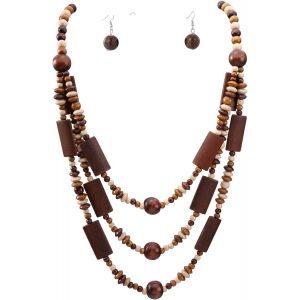 Kal-Mialkoo Chunky Bois Collier Pour Les Femmes &Agrave; Long R&eacute;tro Stratifi&eacute; Collier Choker D&eacute;claration Brune Jewerly - Neuf