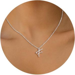 Kal-Collier Lettre Initiale Femme Argent Or Initiale A-Z Coeur Pendentif Collier Acier Inoxydable Personnalisé Nom Collier Longueurs Ajustable 45+5cm Cadeau Personnalisé Femme - Neuf