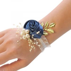 Kal-Bracelet De Poignet De Mariage - Bracelet Floral - Main - Rose - Perle - Bracelet De Mariage - Fleurs - Bracelet Pour Femme Et Fille - Cadeau De Mari&eacute;e - Demoiselle D'honneur - No&euml;l - F&ecirc;te De - Neuf